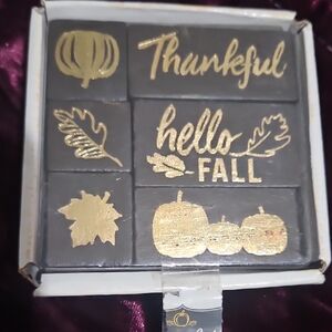Gold and Black Fall Decor Block Stamps